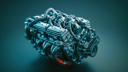 Detailed image of a complex, high-performance car engine with multiple components and intricate design. - Powered by Adobe