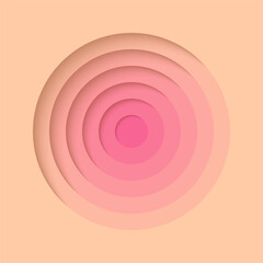 3D background with paper cut cute pink princess colours round holes. Realistic design layout for presentation, flyer, poster, banner, business card. Geometric vector illustration.