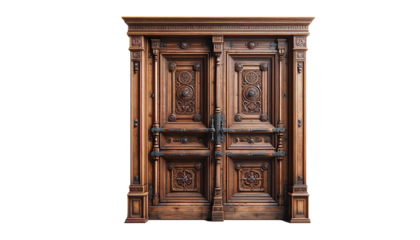 Old vintage wooden door isolated on white background
