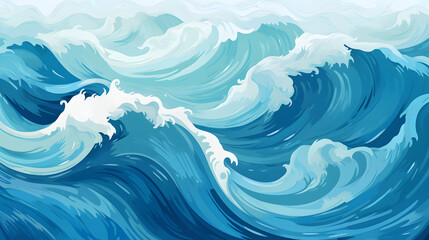 the ocean represented in a canvas full of teal color waves abstract geometric pattern graphics poster background