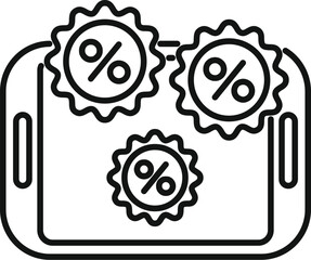 Tablet online percent benefit icon outline vector. Service gift sale. Client digital