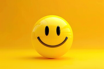 Smiley face on yellow background. 3d illustration. Emoticon, Ai Generated