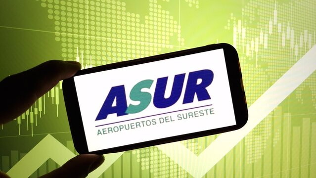 Konskie, Poland - March 17, 2024: Grupo Aeroportuario del Sureste company logo displayed on mobile phone