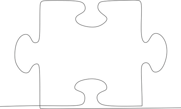 recommend clip art: Two puzzle pieces connected from one continuous line are drawn. Jigsaw puzzle elements. Vector illustration.