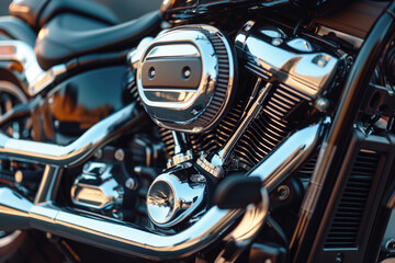 Here is view of classic motorcycle tour journey from side. AI Generative