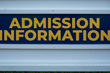 St. Mary's Maryland USA A sign for the Admissions Center at a  college