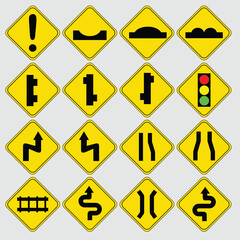 road traffic sign icons and symbols