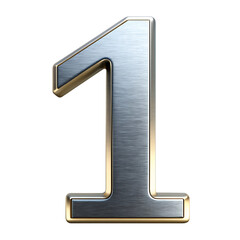 Number 1 on white background. Rose gold 3D rendered number with gloss chrome surface.