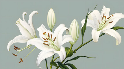 Obraz premium Digital hand drawn lily flowers patterns abstract graphic poster background