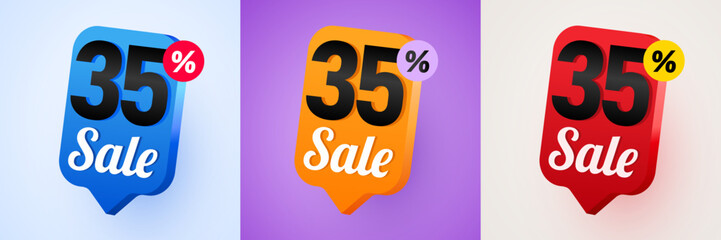 35 percent Off. Discount creative composition. Mega Sale.