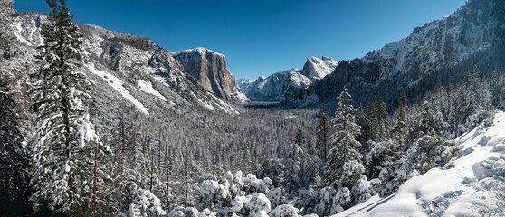 Yosemite valley in the snowy winter