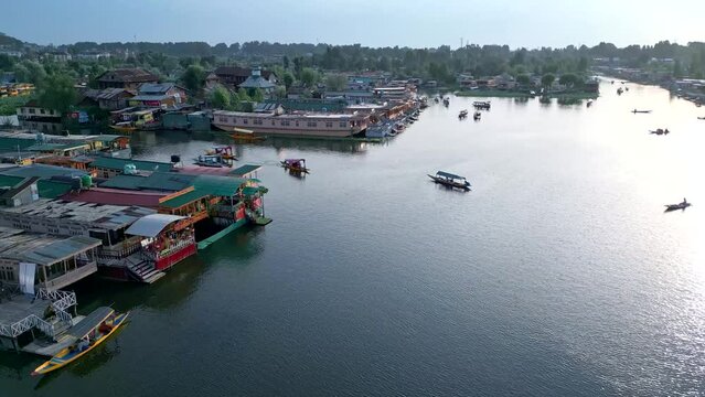 Srinagar, Dal Lake from drone, Jammu and Kashmir, India from the air