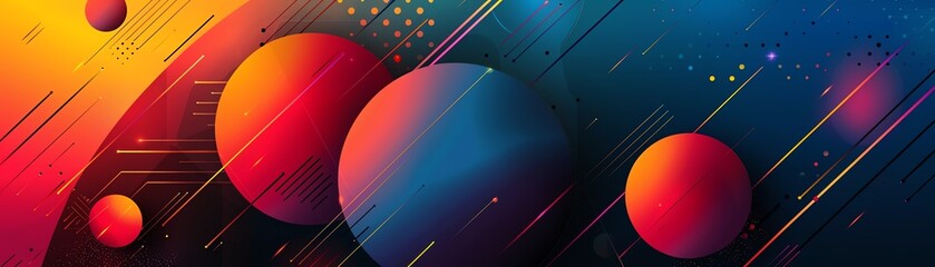 Abstract geometric patterns background with vibrant shapes, overlapping lines, and dynamic color gradients