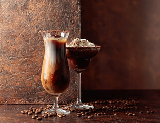 Cold coffee and chocolate cocktails.