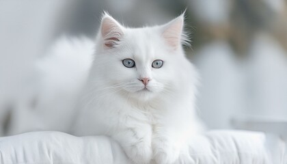 Obraz premium white persian cat animal, kitten, pet, feline, cute, domestic, portrait