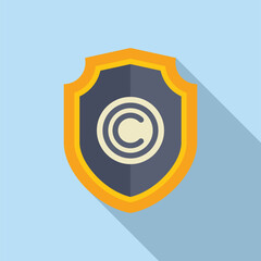 Copyright shield protection icon flat vector. Civil tax. Smart rule