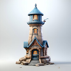 3d render of a fairy tale castle on a white background.