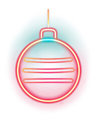 Obraz premium PNG Christmas ball neon light night.