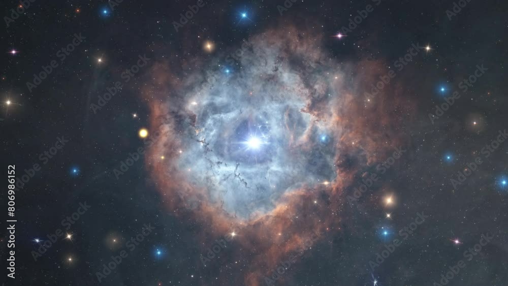 Wall mural space exploration through star information outer space towards rosette nebula galaxy. animation of f