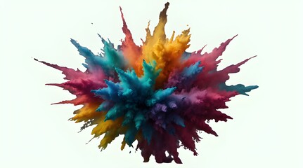 Explosion splash of colorful powder with freeze isolated on background, abstract splatter of colored dust powder. 
