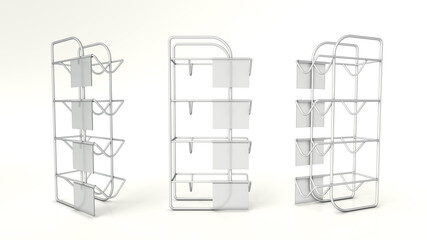 Wire display stand parasite for a supermarket. 3d illustration set on white background