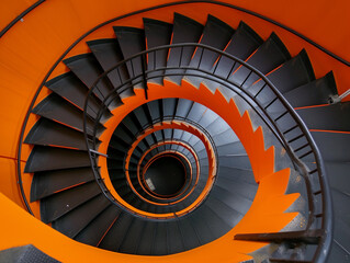 Vibrant Spiral Staircase in Red and Black