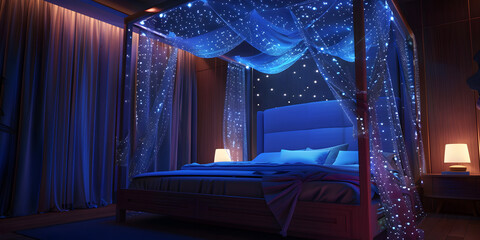 Luxurious Canopy Bed Enhance Your Bedroom with Built-In Fiber Optics