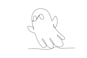 One continuous line drawing of Flying ghost spirit. Minimalism concept one line draw graphic design vector illustration
