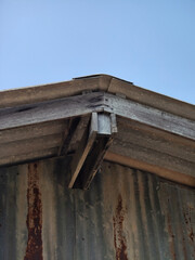 close up wooden ceiling with tiles roof