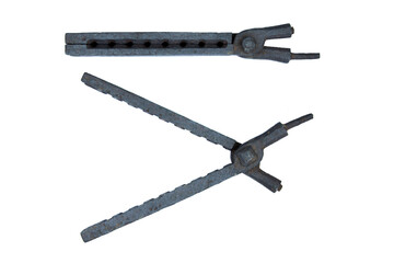 Close up view of an old bullet mold