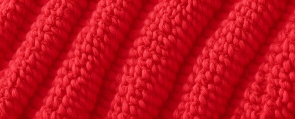 Crimson red wool texture background. Detailed close-up of knitting pattern.