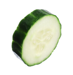 Slice of fresh cucumber isolated on white