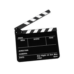 One movie clapper isolated on white. Film industry
