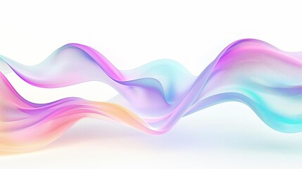 holographic gradient neon wave shape on white background