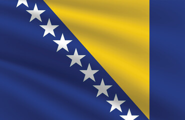 National Flag of Bosnia and Herzegovina. Bosnia and Herzegovina Flag. Waving Bosnia and Herzegovina flag. 
