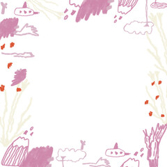 Cute abstract pink floral frame