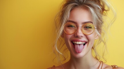 Woman With Glasses Making a Funny Face