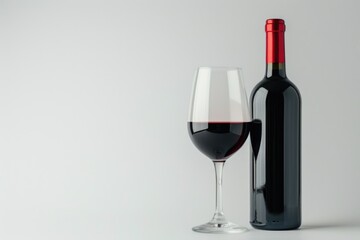 Wine  Red Wine bottle and glass on white background