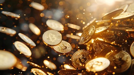 investing in dividend stocks or cryptocurrency financial freedom concept with coin airdrop bounty reward 3d illustration