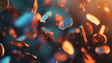 investing in dividend stocks or cryptocurrency financial freedom concept with coin airdrop bounty reward 3d illustration