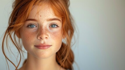 Fototapeta premium Woman With Red Hair Looking at Camera