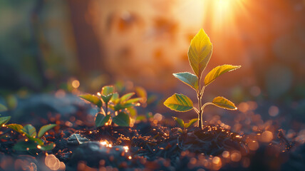 Close Up of a Seedling Breaking Through the Soil