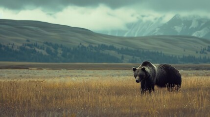 majestic grizzly bear in rugged alaskan wilderness landscape wildlife photography
