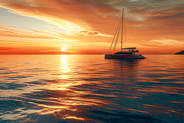 Sailboat sailing at sunset