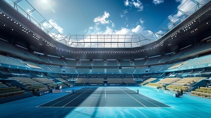 majestic tennis championship court stadium concept in london british royal international game match 3d illustration - Powered by Adobe