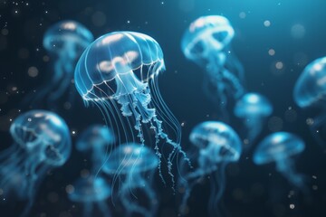 Fototapeta premium jellyfish underwater glows floating ocean sea