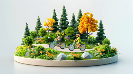 Father s Day Cycling Adventure: A Joyful Family Ride in the Park   3D Flat Icon Illustration Celebrating Father s Day with Active Fun and Bonding Moments
