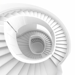 A white spiral staircase with a view of the top.
