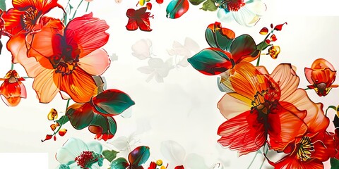 A large floral pattern on a white background.