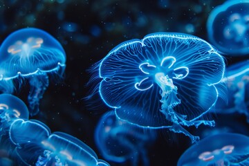 jellyfish underwater glows floating ocean sea